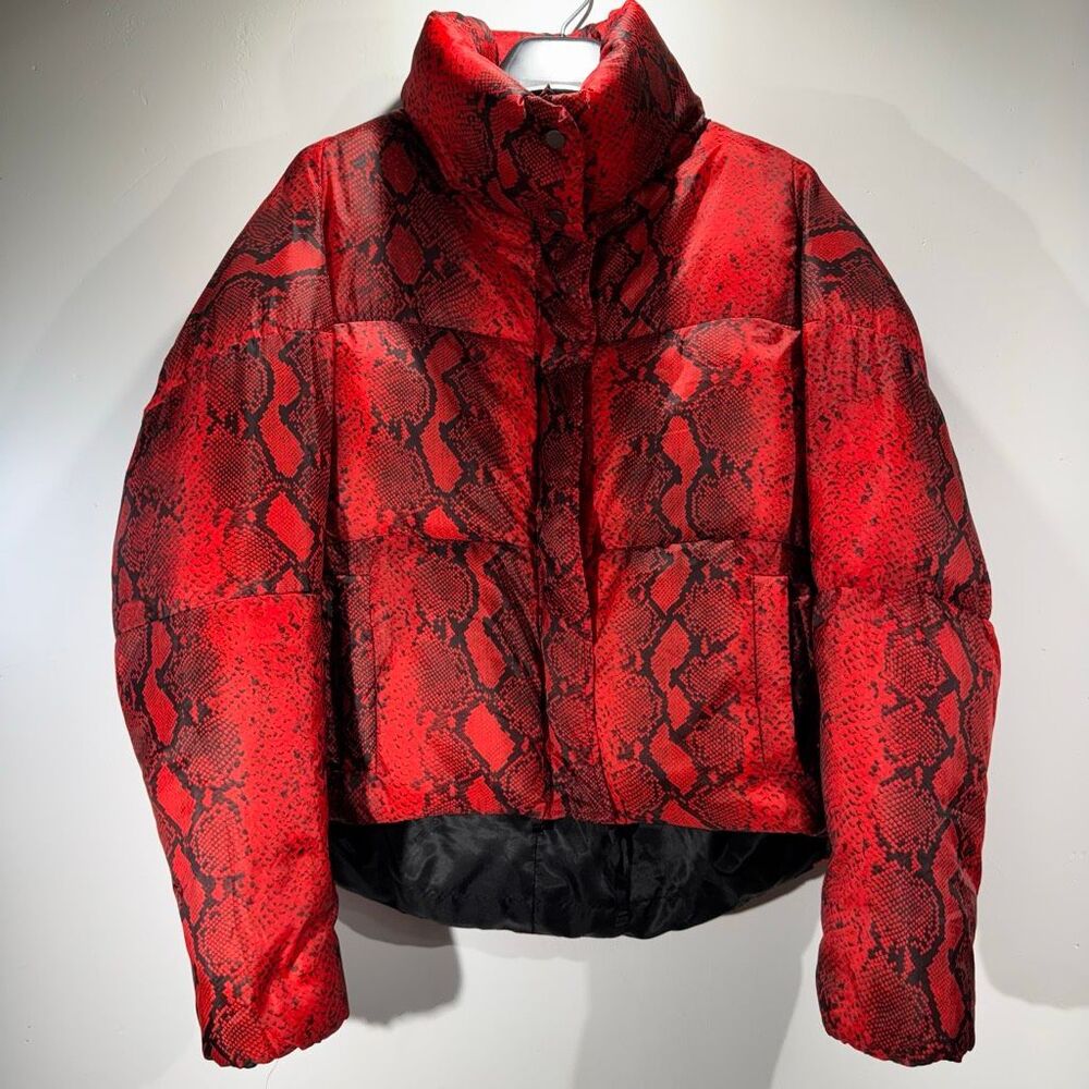 Apparis Jamie Red Python Puffer Jacket L - Picture 2 of 8